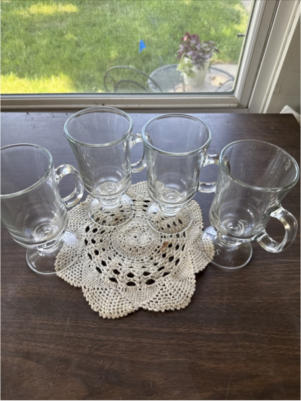 Vintage Libbey Irish Coffee Glass Mugs Set Of 4 Ring Footed Base 8 Oz Clear